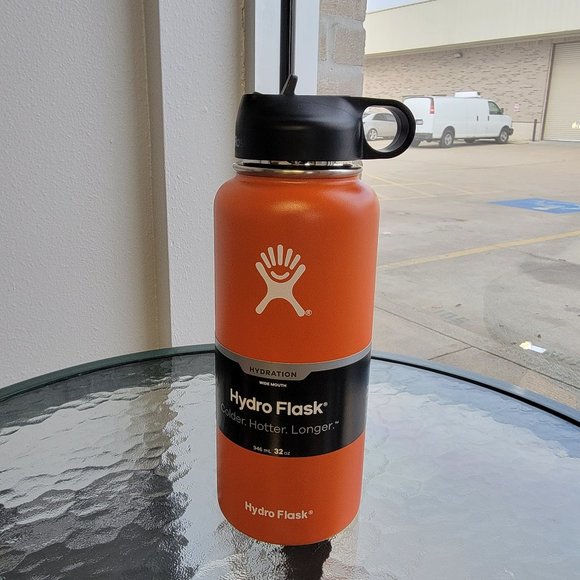 Hydro Flask | Kitchen | Orange Hydro Flask 32oz Bottle Tumbler With Straw  Lid | Poshmark